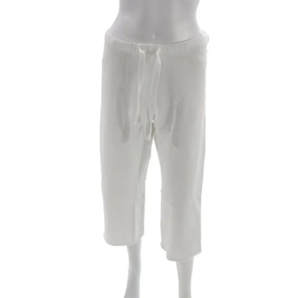 Frank & Eileen Women Capri Pants White Drawstring 100% Cotton Size S